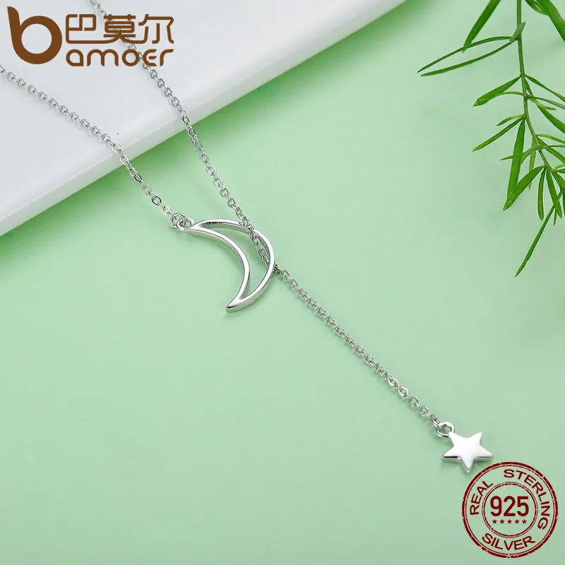 Женская цепочка из серебра 925 пробы с Луной и звездами|fashion necklace|necklace fashionnecklaces for