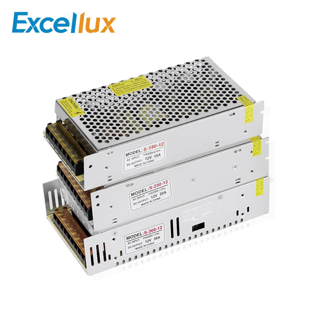 

DC 12V Power Supply Lighting Transformer led driver for LED Strips Switch Power Adapter AC 110V-220V 15A 20A 30A 180W 240W 360W