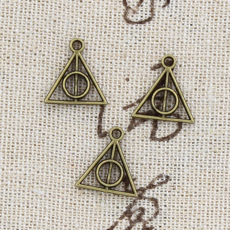 30 шт. шармы deathly hallows 13x12 мм искусственно состаренные подвески, винтажная тибетская Серебряная бронзовая, DIY для браслета ожерелье