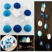 Aladin 10 Romantic Cotton Ball Gorgeous Creative String Light Blue Party Christmas Tree Decor Decoration 1.8M