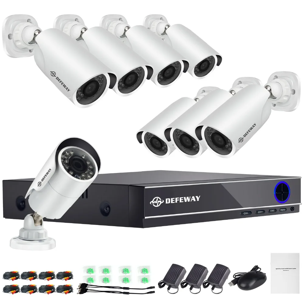 DEFEWAY 16CH 1080P HD CCTV Система HDMI выход DVR 8 шт. 2.0MP 2000TVL камеры безопасности для наружного