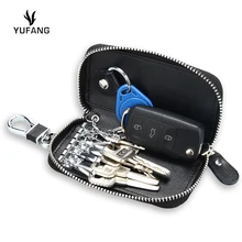 Yufang ключи автомобиля кошельки Брелок для ключей для мужчин ключница для ключей из натуральной кожи женские чехлы для ключей кейс на молнии сумка бумажник кошелек