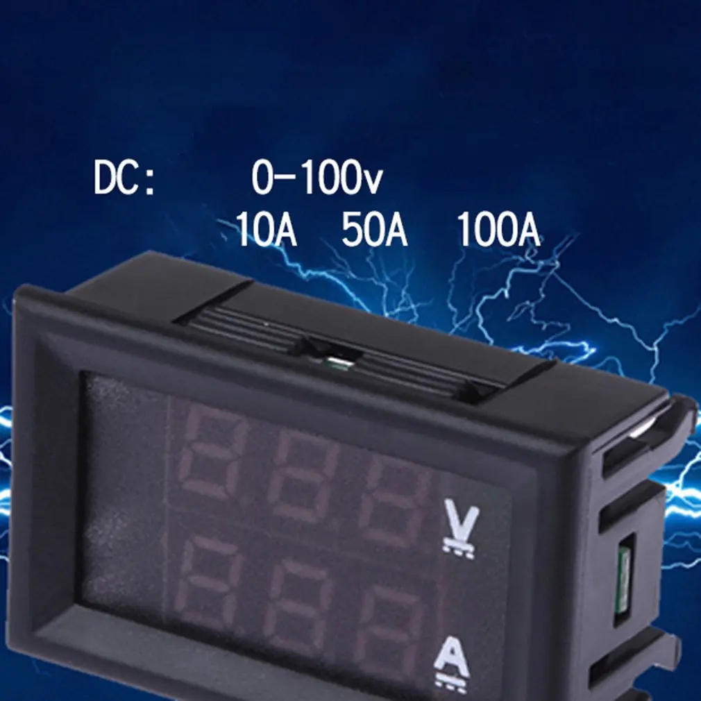 Цифровой амперметр постоянного тока 0-100 в, вольтметр, Ампер 2 в 1, 2-цветный светодиодный индикатор напряжения тока