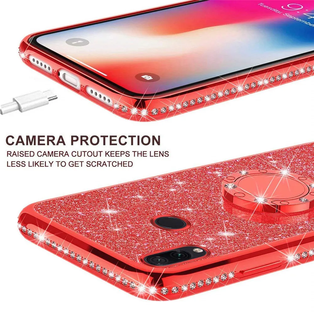 Алмазный чехол с блестками для Xiao mi Red mi Note 7 Red mi K20 Pro 7A 7 6A 6 с автомобильным кольцом для Xiaomi mi 9 SE mi 8 Lite A2