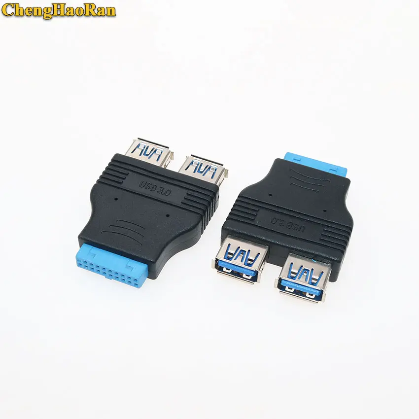 

ChengHaoRan Motherboard 2 Ports USB 3.0 A Female to 20 Pin Header Female Connector Adapter USB 3.0 Compatible Data Transfer