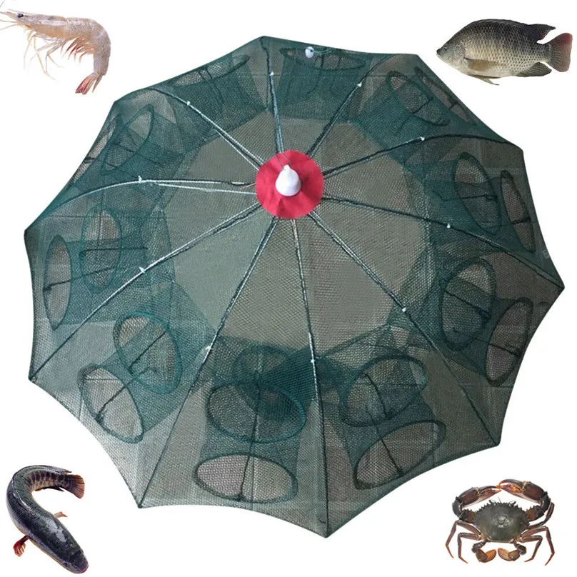 Folded Portable 2010 Hole Automatic Fishing Shrimp Trap Fishing Net Fish Shrimp Minnow Crab Baits Cast Mesh Trap #3d12 (4)