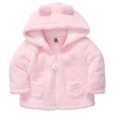 Babzapleume 6-24Months на осень-зиму детская куртка для мальчиков и девочек из мягкого флиса милый мультфильм с капюшоном куртка для новорожденных одежда для малышей для улицы, BC1514 - Цвет: Розовый