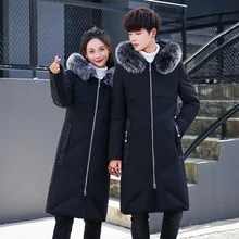 New 2017 Winter Down Jacket Men Warm Coat Fashion White Duck Down Jackets Long Slim Coat Men Natural Fur Collar Thicken Parkas