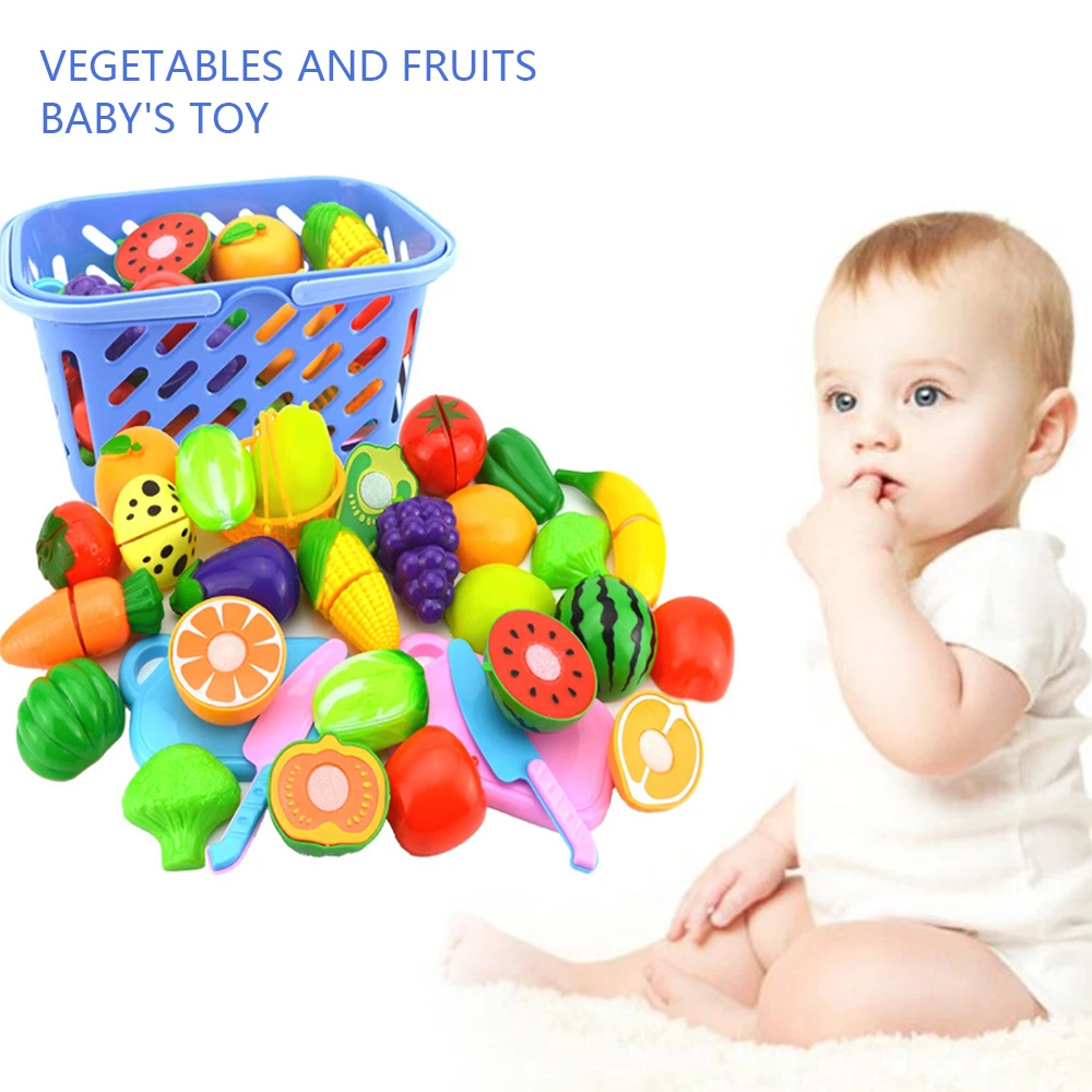

CYSINCOS 23Pcs/Set Plastic Fruit Vegetables Cutting Toy Early Development And Education Toy For Baby - Color Random