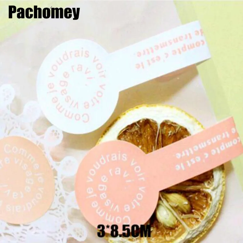 

Paper Sticker Labels Seals Diameter 3*8.5cm 300pcs/lot Pink Blue White Mix Cake Food Packing Packaging Label PP272