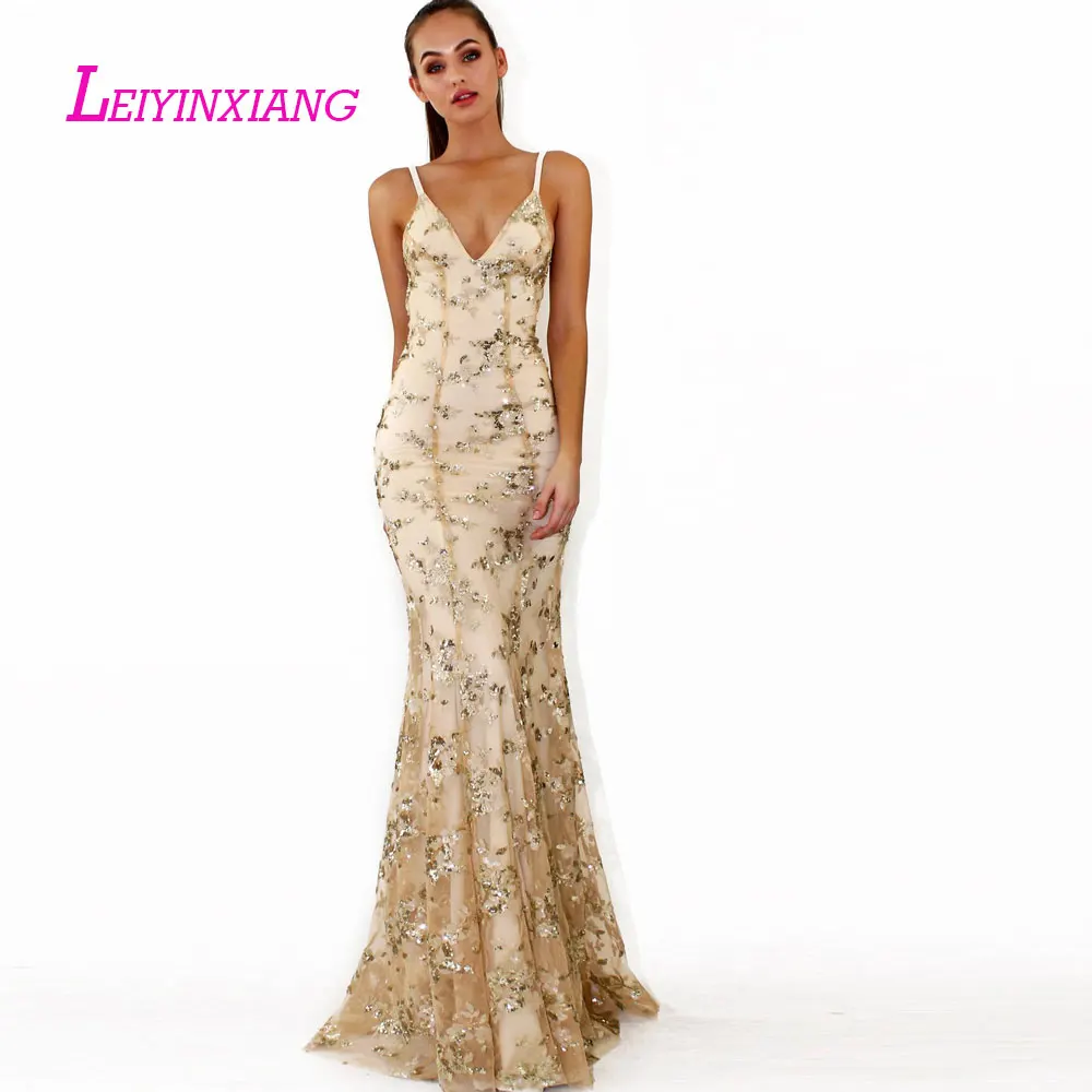 LEIYINXIANG Новое прибытие вечернее платье пикантное труба Vestido de Festa v образным