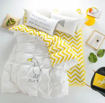 

3pcs 4pcs Cotton Eco Printed Bedding Set Duvet Cover Flat Sheet Pillowcases Healthy Home Textile Collection Nordic Simple Life