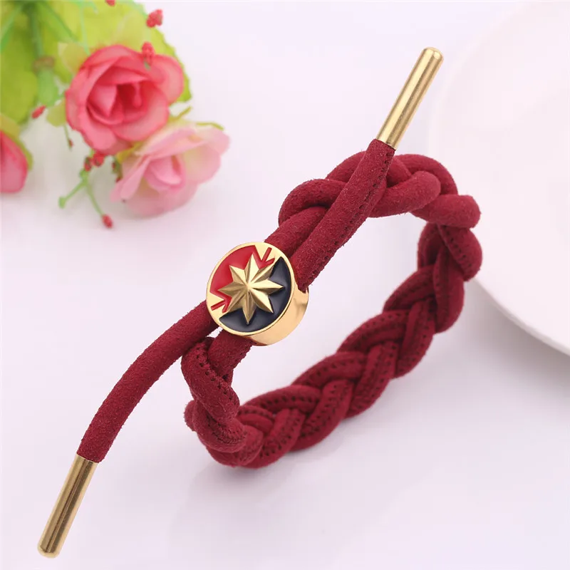 

Vintage Captain marvel The Avengers 4 Handmade Multilayer Leather Bracelet Men Braiding Rope Wrap Bracelets & Bangles Male Gift