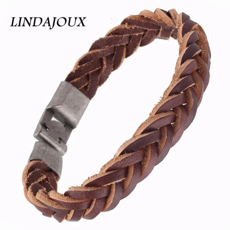 Мужской/женский плетеный браслет из пу кожи черный/коричневый|bracelets for|charm