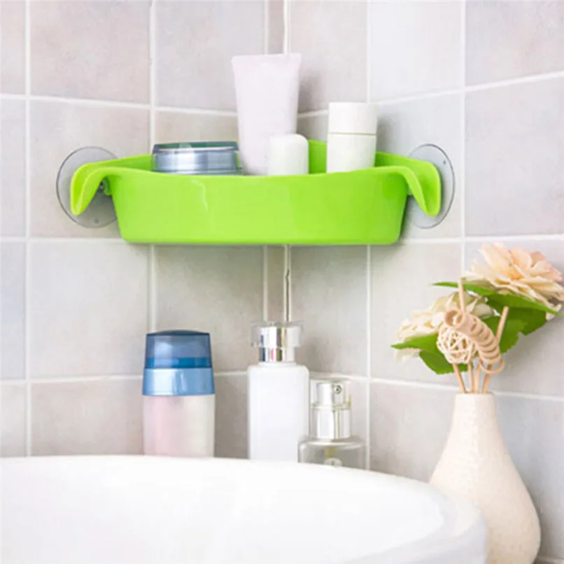 Storage Shelves shower rack Home Bathroom Corner Shelf Suction Rack Organizer Cup Storage Shower Wall Basket #2h22 (1)