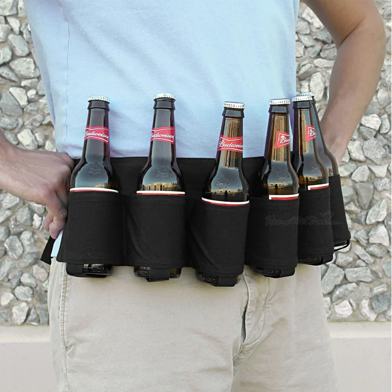 

6 Pack Holster Portable Bottle Waist Beer Belt Bag Handy Wine Bottles Beverage Can Holder