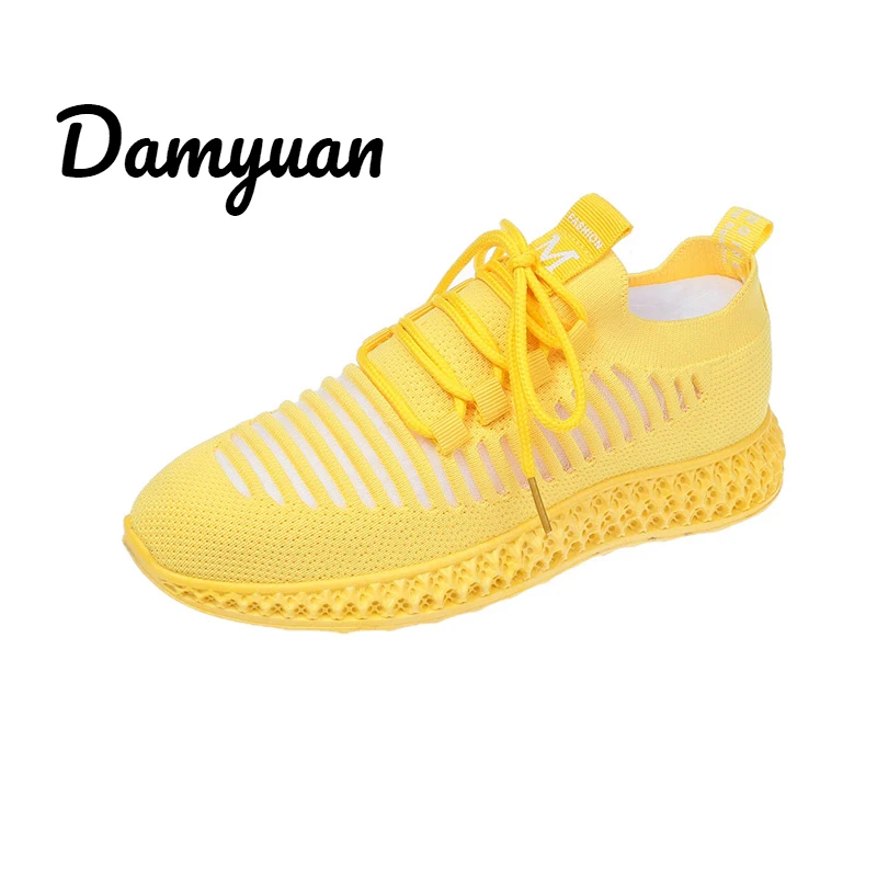 Damyuan/Новинка года; модная классическая обувь; Женская Удобная дышащая повседневная легкая обувь на плоской подошве из некожи; обувь для бега - Цвет: Цвет: желтый