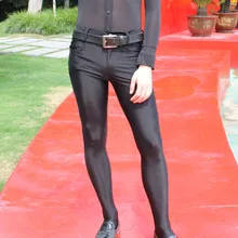 HOT Sexy Männer Charme Hosen Elastische Enge Hosen Seidige Strümpfe Beiläufige Bleistift Hosen Erotische Dessous Club Homosexuell Tragen FX2112