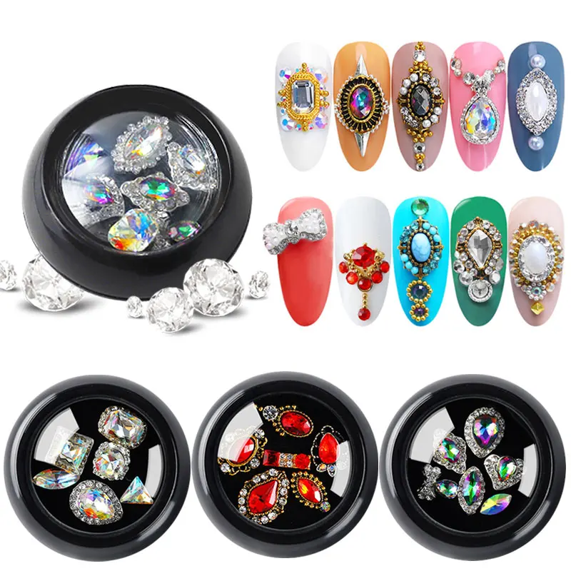 

6pcs/wheel diamond glitter nail art rhinestones water drop butterfly metal alloy jewelry DIY manicure colorful decoration MZ144