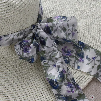 Шифоновая юбка-шарф с соломенной шляпой на дамском пляже с лентой на поясе с лентой с леопардовым рисунком цветов радуги - Цвет: A