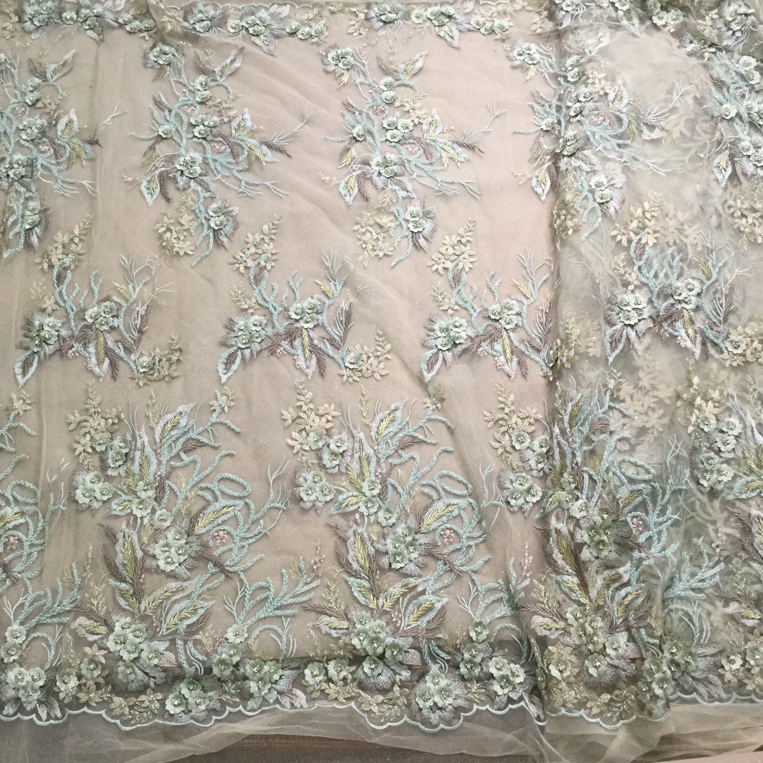 

Tulle Embroidered Net Lace ZH-52919 French net Lace Fabric High Quality Nigerian French Net Lace
