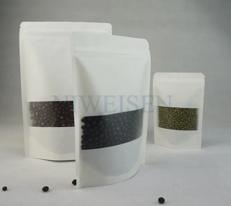 100X Kraft Paper Stand up Zipper Pouches Coffee Bags Pouches Aluminium Foil Bag