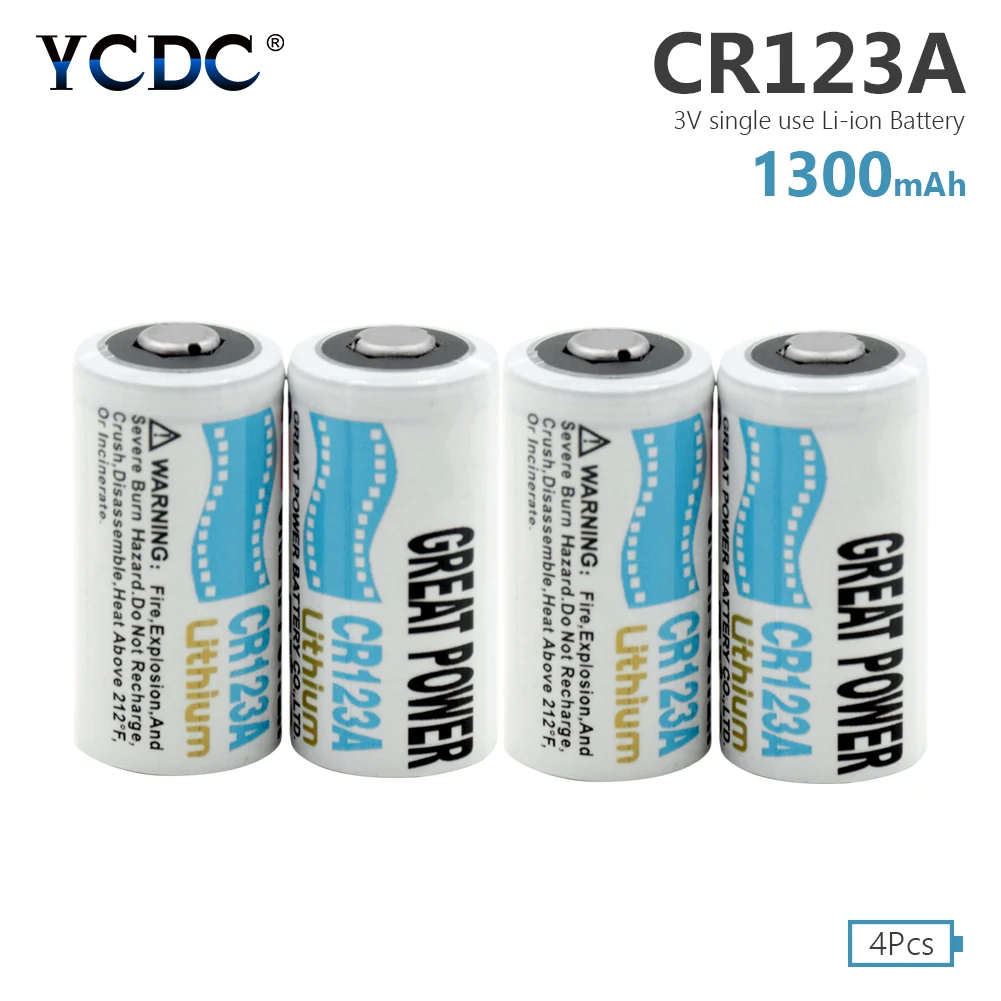 4 шт. 3 в 100% оригинальный CR123A литий ионный аккумулятор 1300 мАч K123A VL123A CR123 CR17345
