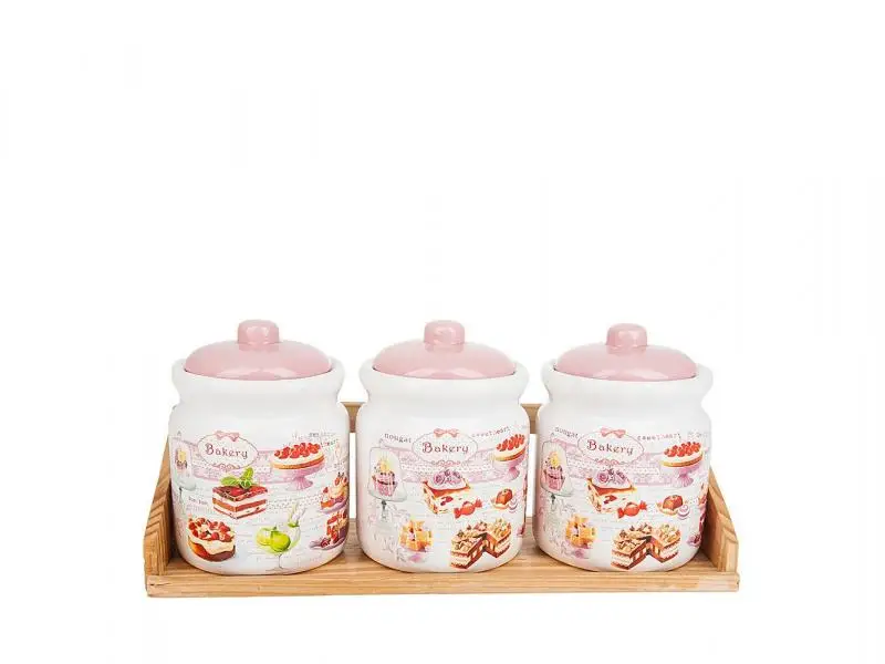 Набор банок для сыпучих продуктов Polystar Collection Бисквит 4 предмета | Дом и сад