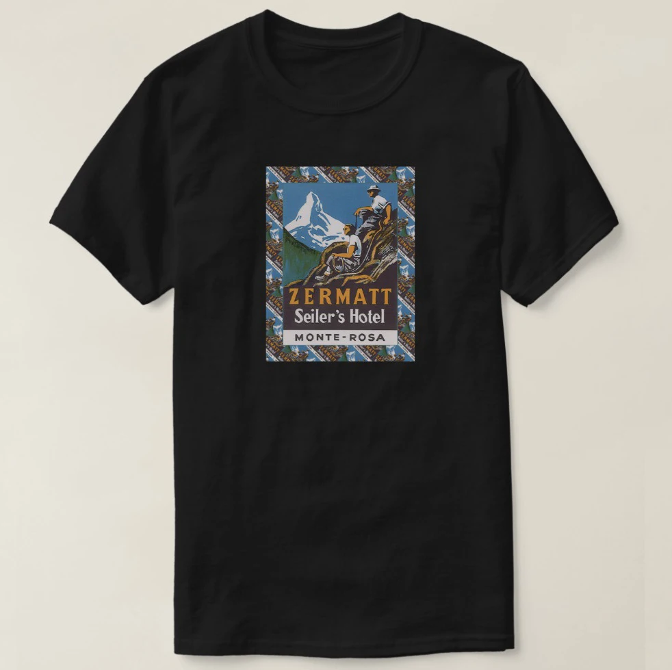 

2019 Printed Men T Shirt Cotton Short Sleeve Vintage Ski_ Switzerland_ Zermatt_ Seilor Hotel_ T-Shirt Women tshirt