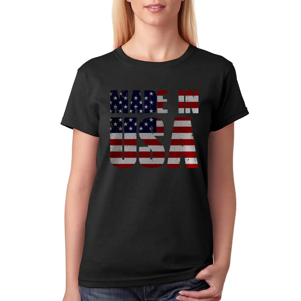 Made In USA Women s Black T Shirt NEW Sizes S XL Cotton Plus Size 