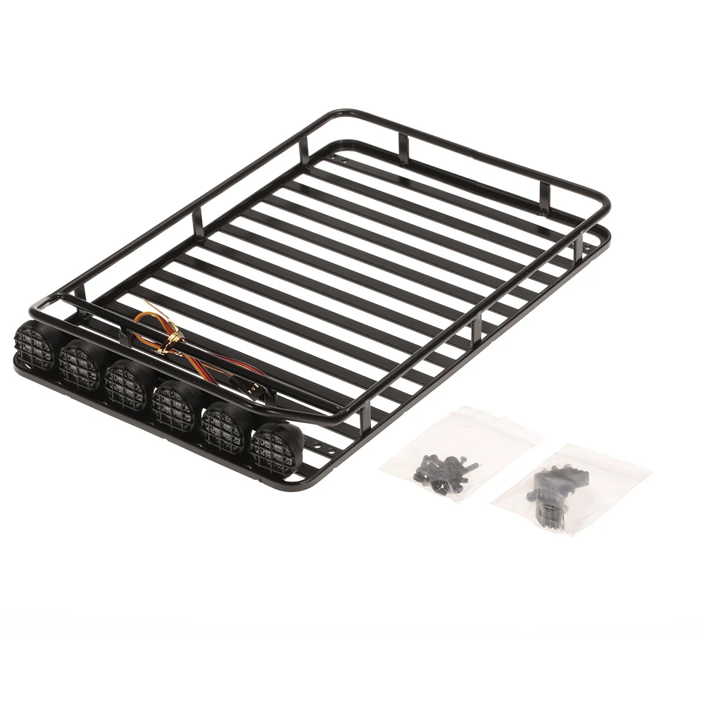 AX-519 Metal Roof Rack Luggage with 6 LED Light Lamp Kit  for Axial SCX10 RC4WD D90 RC Car 110 RC Rock Crawler Cars Parts (6)