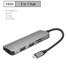 Хит-5 в 1 USB C концентратор USB-C-HDMI USB 3,0 SD/TF кард-ридер адаптер для Mac Book Pro samsung Galaxy Thunderbolt 3 USB-C зарядное устройство