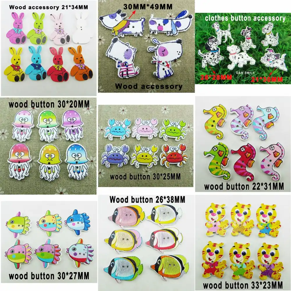 TWO X 34MM WOODEN BUTTONS ~ DIFFERENT COLOURS AVAILABLE ~ FREE P /& P
