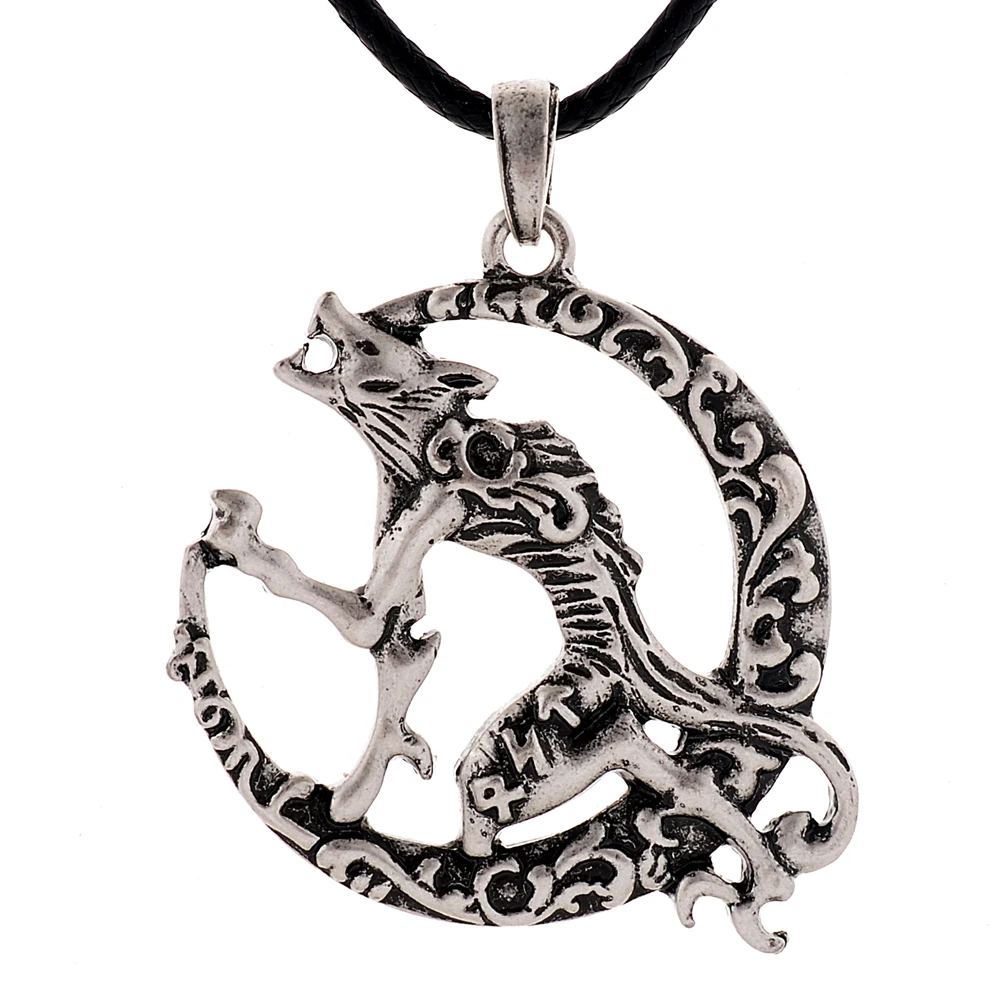 Song of Lycan Pendant Necklace Boho Chic Howling Wolf Rune Pendant Wolf