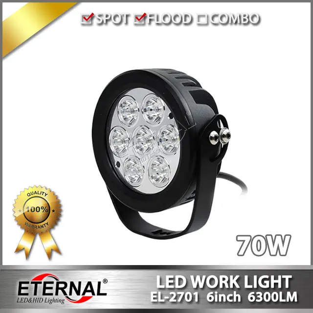 

free shipping 2pcs-70W led driving light round off road work light high power work headlight for 4x4 powersports truck trailer