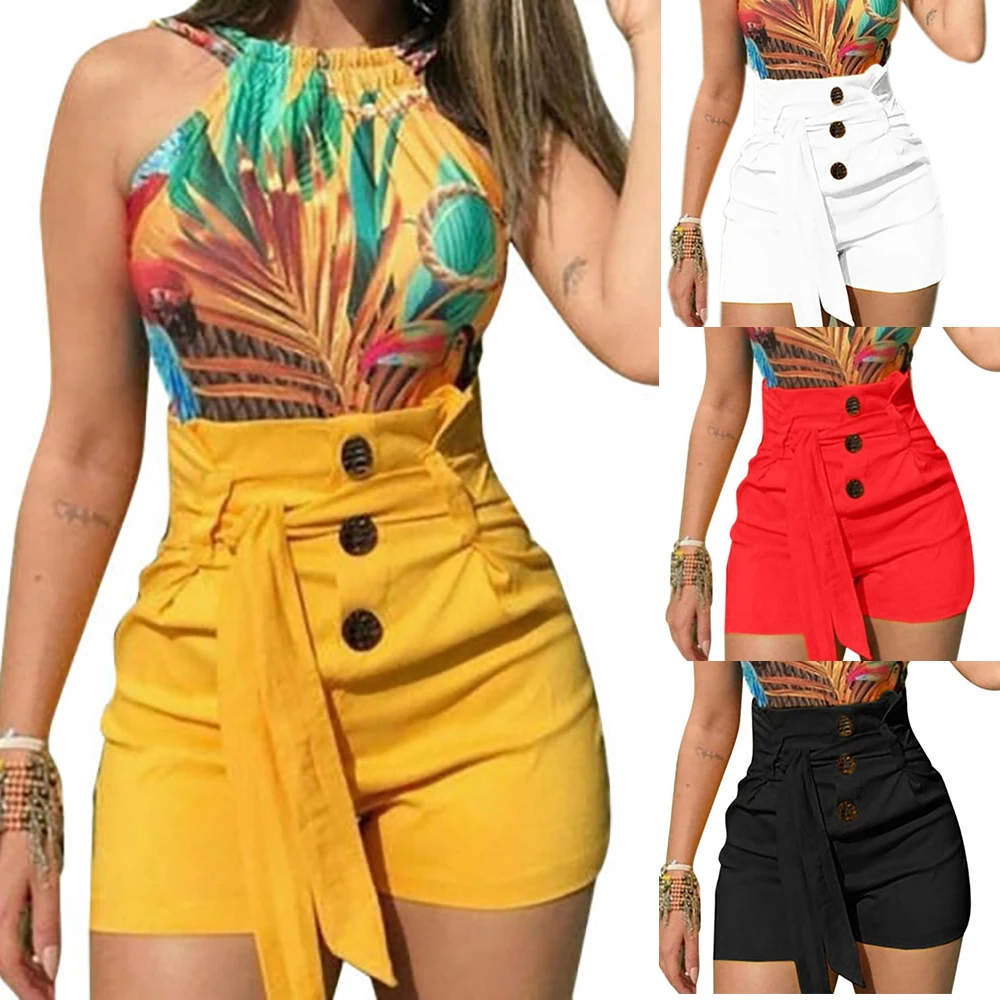 Free shipping Women's shorts summer shorts Cotton Bow Women's Sexy High Waist Slim Fit Casual Style Belted Shorts Size S-5XL
