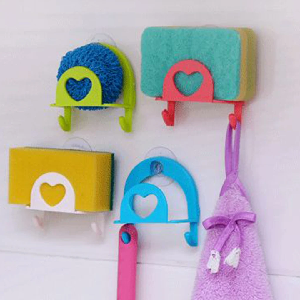 PP Sucker Hooks Sponge Multi Function Storage Rack for Kitchen Bathroom