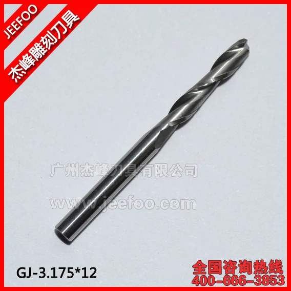 

3.175*12 Jeefoo Carbide CNC Double/Two Flute Spiral Bits For Cnc Router Machine