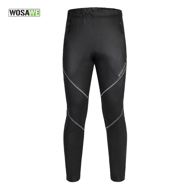 

WOSAWE Cycling Pants Fleece Thermal Waterproof Bike Pants Polyester PU Trousers Winter Black Pantalones Sportswear Underwear 50