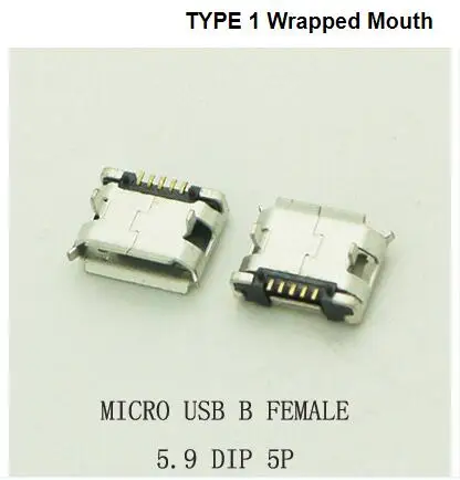 10 шт./лот 5Pin 5,9 мм Micro USB 5pin DIP гнездовой разъем для мобильного телефона Mini USB jack PCB сварочная розетка плоский рот