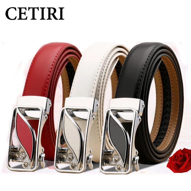 

CETIRI Belts For Women Leather Plus Size Designer Brand High Quality Women Belts 100 cm Metal Buckle Girls belt Accessories
