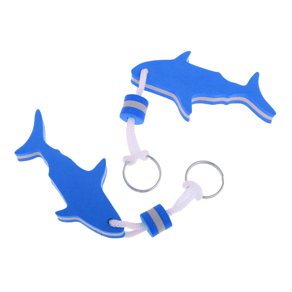 2 Pieces Shark Shaped EVA Foam Floating Keychain Yachting Sailing Swim Surf Boat Fishing Keyring Water Key Float - Choose Colors