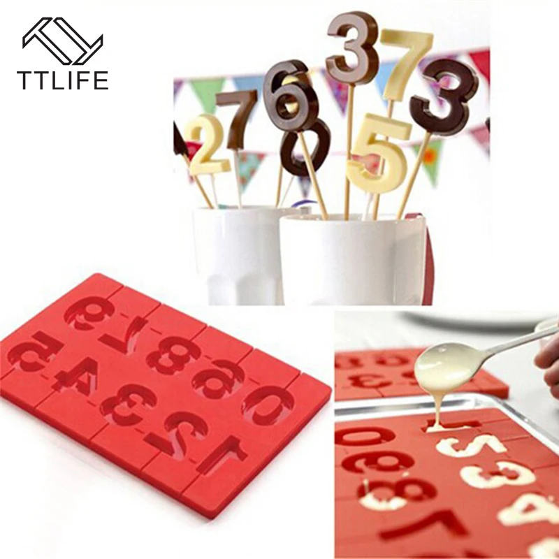 

TTLIFE Number Lollipop Chocolate with Sticks 0-9 Numbers 3D Hand Made Pop Sucker Sticks Baking Mold for Birthday 2019 NEW HOT