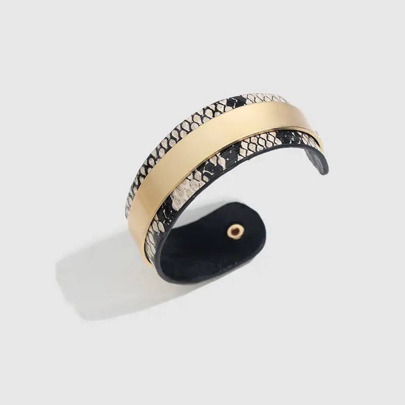 Модные Винтажные кожаные браслеты на запястье для женщин, леопардовые полимерные браслеты на запястье, женские элегантные ювелирные изделия в стиле панк - Окраска металла: 71YW