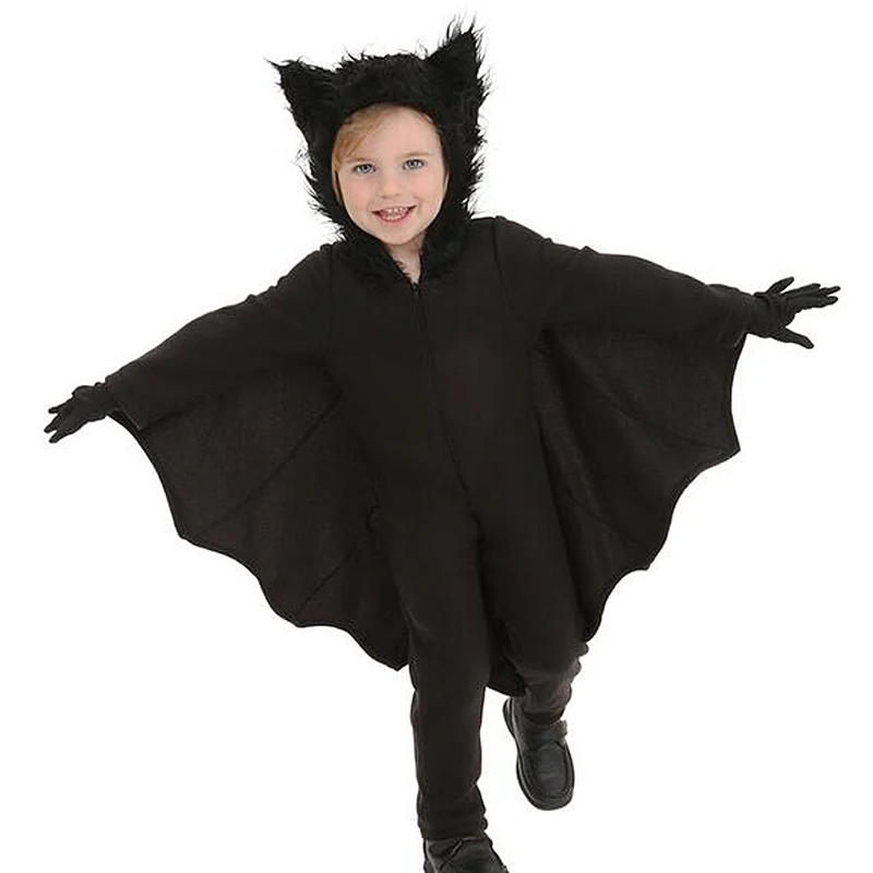 Boy Girl Black Evil Vampire Bat Costume Children Halloween Costumes