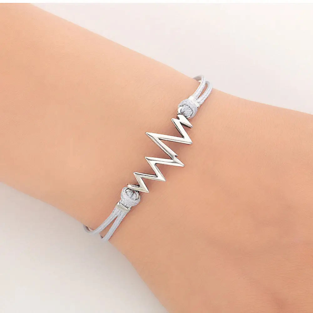 

Fashion Medical Heartbeat Bracelets For Nurse/Doctor Gift ECG Stainless Steel Rope Chain Bracelet Women Heart Jewelry Bracelet