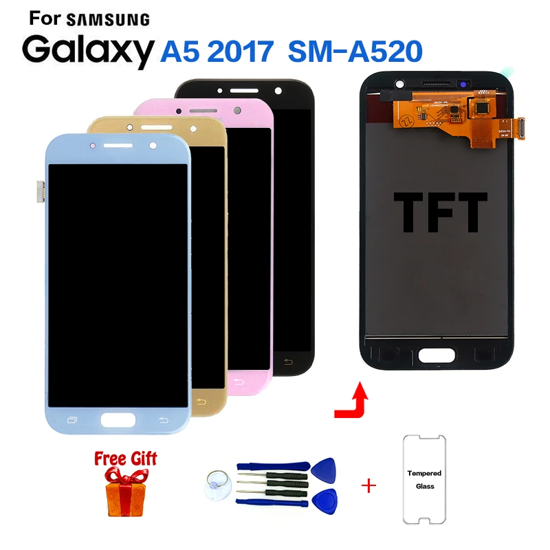 TFT для SAMSUNG Galaxy A5 2017 SM A520F дисплей ЖК экран модуль Samsung A520K A520S A520L A520W Замена|Экраны
