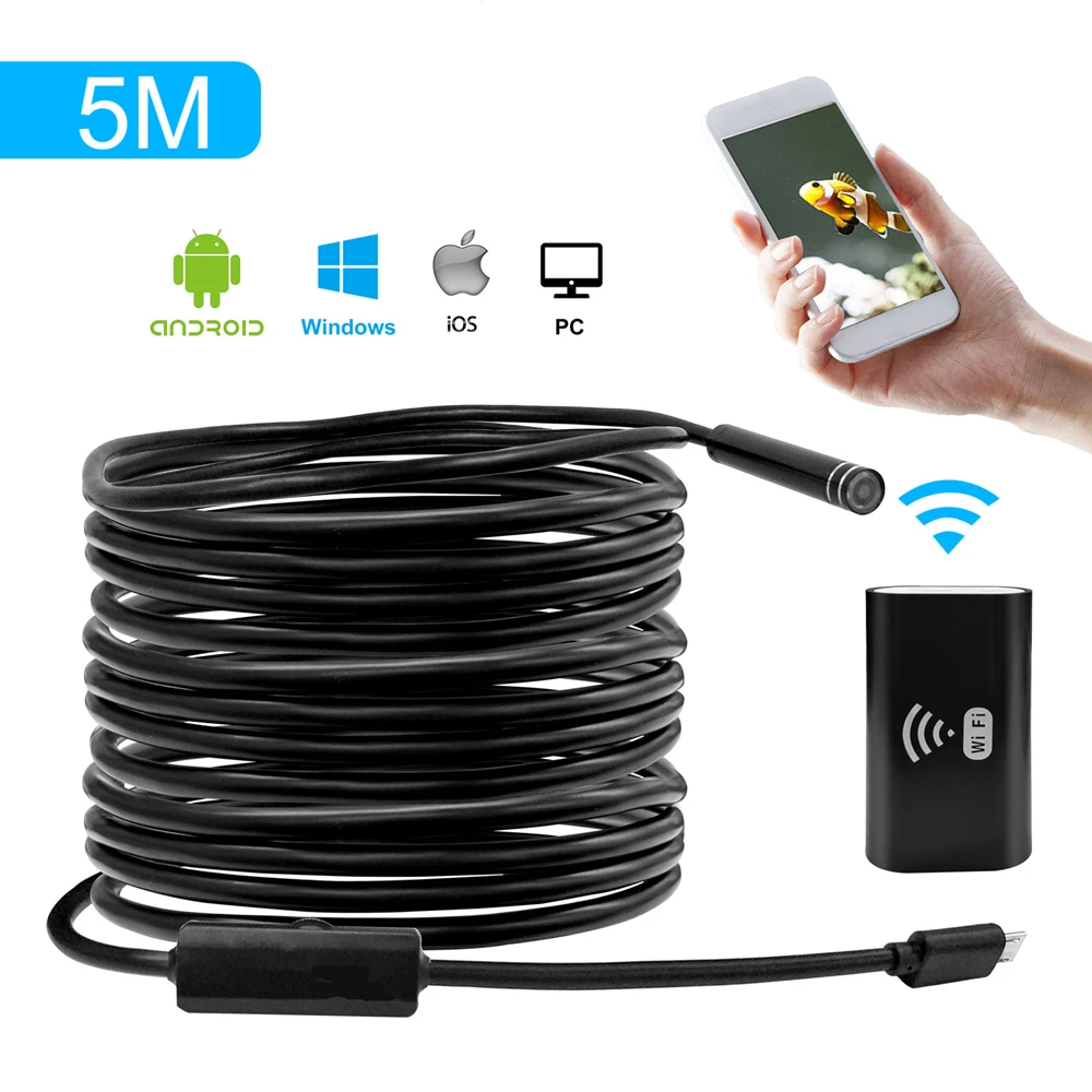 

5M Wifi Endoscope Camere Android 720P Iphone Borescope Camera Endoscopio Semi Rigid Hard Tube snake Industrial endo webcam