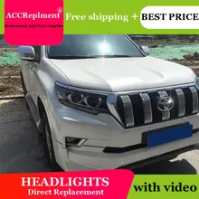 Car Styling for Toyota Prado LED Headlights 2018 Prado LED Lens Double Beam H7 HID Xenon bi xenon lens free shipping car styling led hid rio led headlights head lamp case for toyota corolla 2014 bi xenon lens low beam