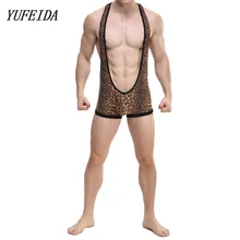 Для мужчин леопард формочек сексуальный синглет белье-трико боди с заниженным шаговым швом борцовское трико, сексуальное нижнее белье, Ракушки боди